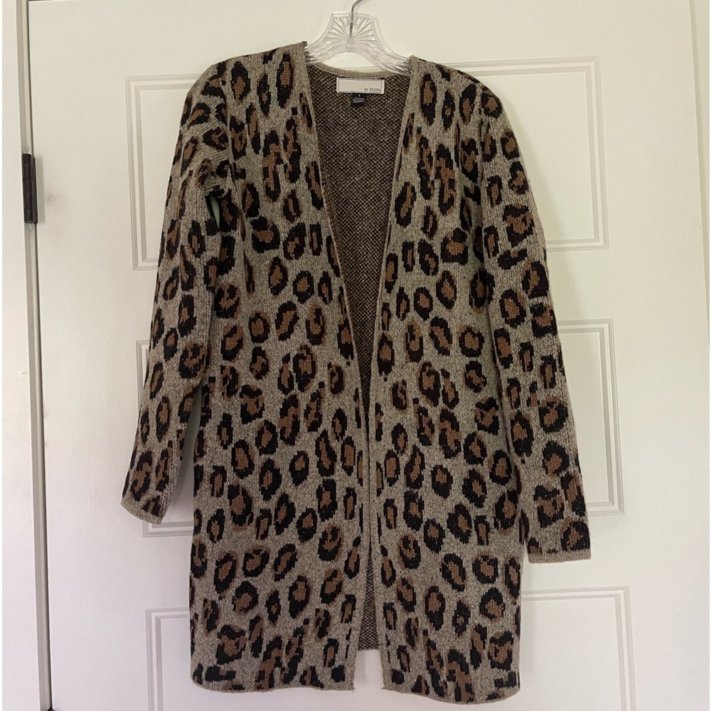 By Design Leopard Print Cardigan Sweater